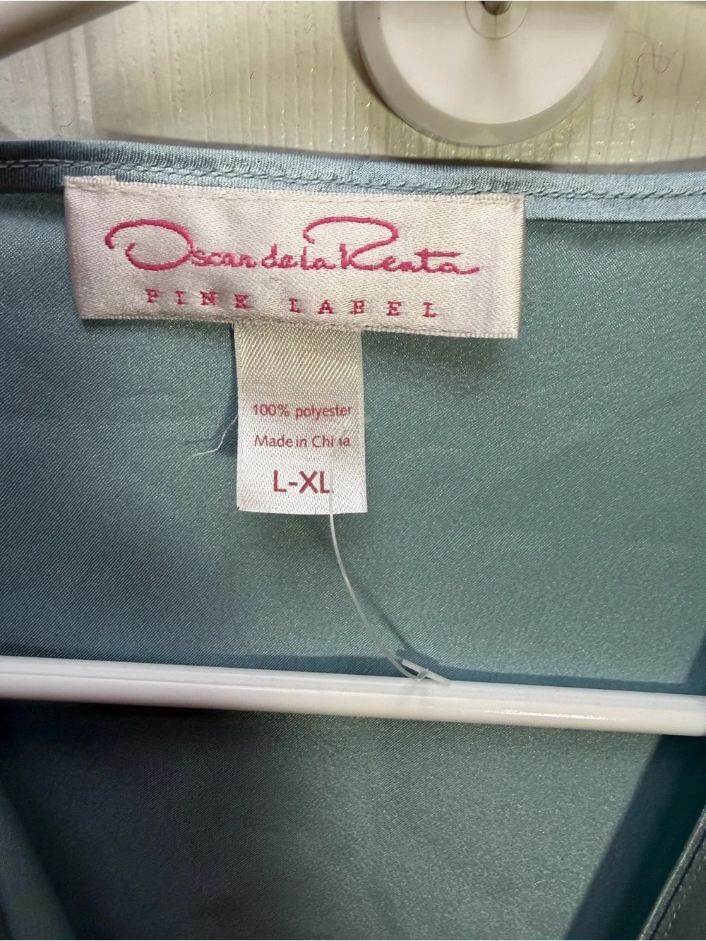 Oscar de la Renta Light Blue Satin Slip Robe